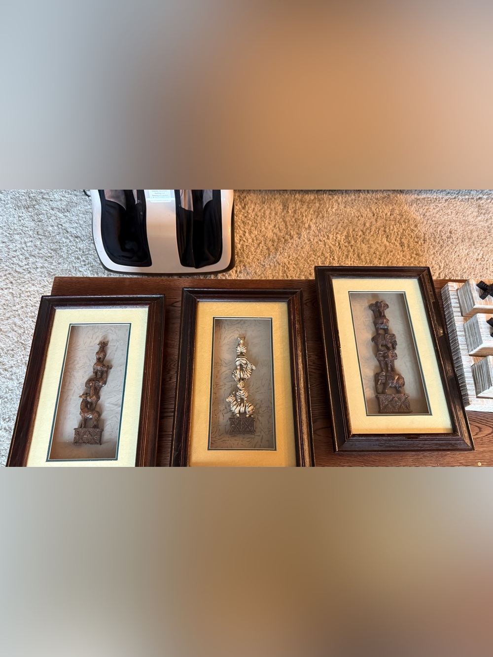 Vintage African Safari Shadow Box-(Giraffes, Zebras, Elephants) - Picture 11 of 12